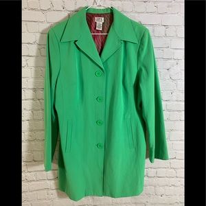 Green Button Down Jacket Trench Coat Size 12